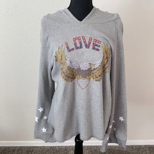 Lauren Moshi Hooded, bell sleeved sweatshirt